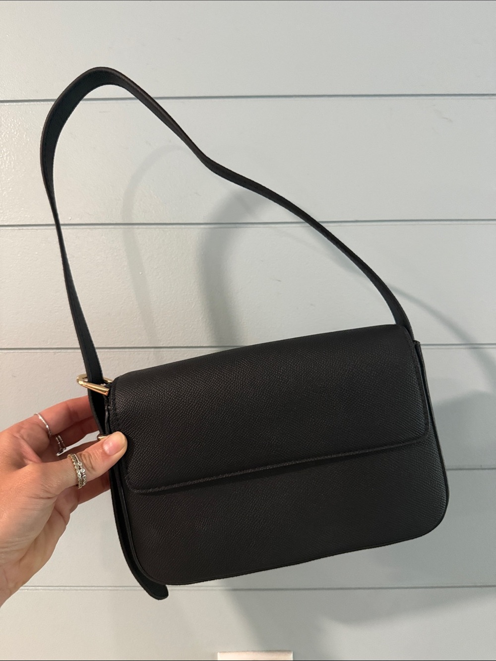 a new day Black Shoulder Bag with Gold Hardware new